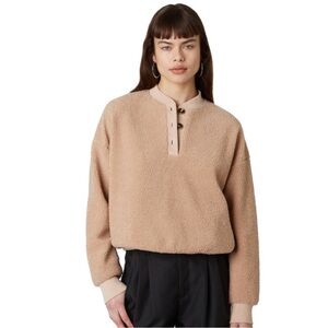 *New NIA Boucle Henley sweatshirt | Tan Size Small